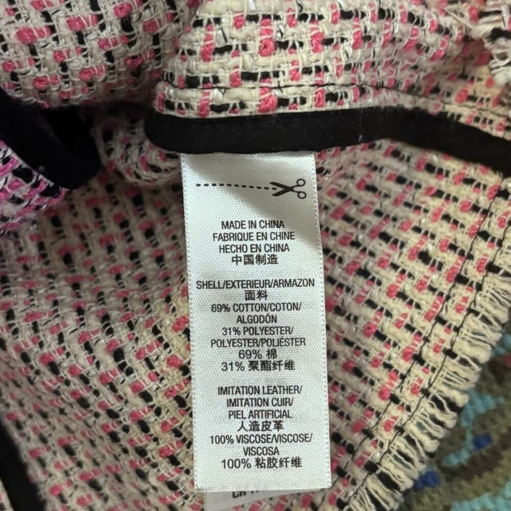 JUICY COUTURE Tweed Zip Jacket Pink Black Cropped Blazer Size L Clueless Y2K - Picture 7 of 9